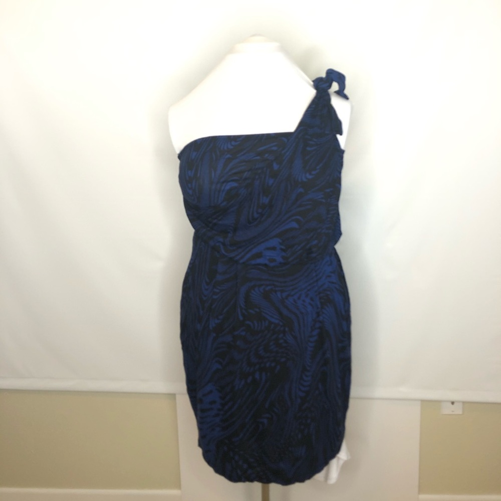 Sexy Holiday One Shoulder Blue Black Dress 2x